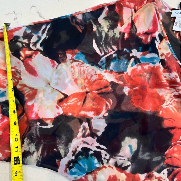 Carmen Marc Valvo Sheer Floral V-Neck Blouse Size L - Picture 6 of 8